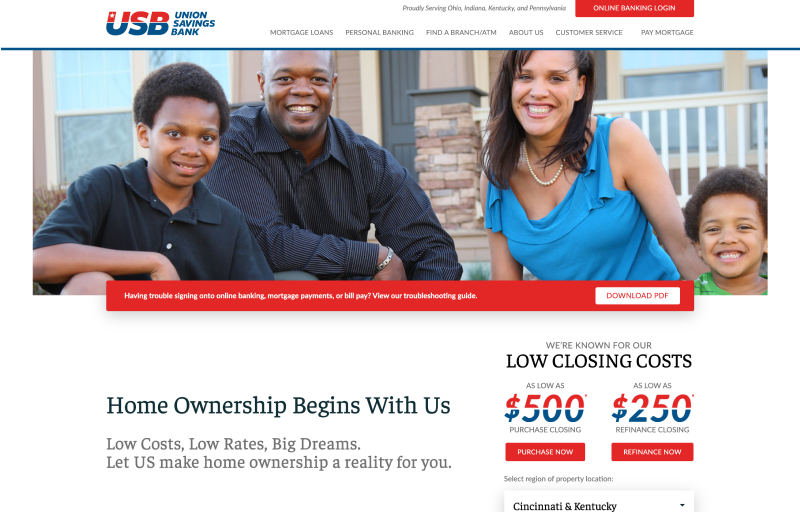 Union Savings Bank live site